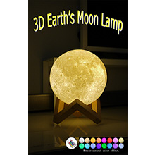 3D Printed Earth's Moon Lamp (Diameter 3 inches) (16 Colors)